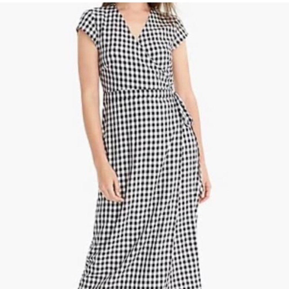 J Crew Midi Gingham Wrap Dress
